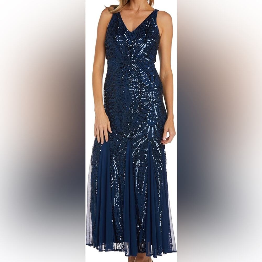 NWOT Nightway Sequin Lace Formal Gown Size 8